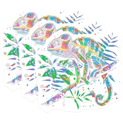 (3 Pack) Chameleon Decals - Colorful Lizard Decals - Reptile Lover Gift ...
