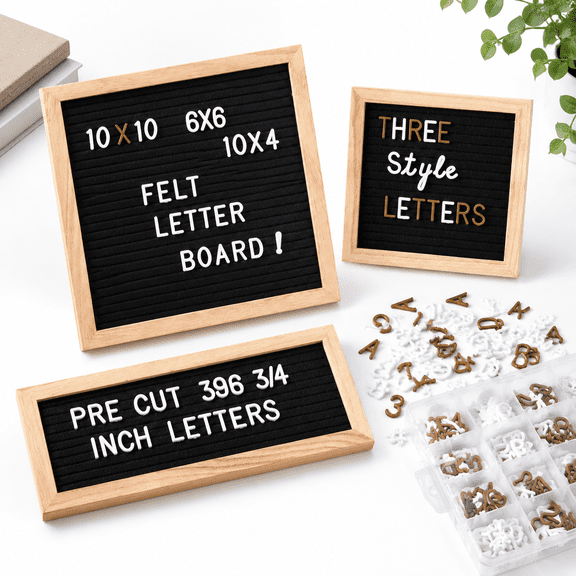 3 Pack Changeable Felt Letter Board Set with 396 Pre-cut Cursive Letters Numbers