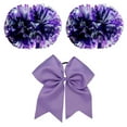 thumbnail image 1 of 3 Pack Cheerleading Pom Poms with Baton Handle for Team Spirit Sports Dance Cheering Kids Adults,Large Cheerleader Hair Bow for Girl Metallic Cheer Pom Poms for Teen Dance,  Purple, 1 of 7