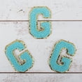 thumbnail image 1 of 3 Pack Chenille Iron On Glitter Varsity Letter "G" Patches - Blue Chenille Fabric With Gold Glitter Trim - Sew or Iron on - 5.5 cm Tall, 1 of 8