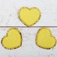 thumbnail image 1 of 3 Pack Chenille Iron On Glitter Varsity Letter Heart Patches - Yellow Chenille Fabric With Gold Glitter Trim - Sew or Iron on - 5.5 cm Tall, 1 of 7