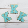 thumbnail image 1 of 3 Pack Chenille Iron On Glitter Varsity Letter "K" Patches - Blue Chenille Fabric With Gold Glitter Trim - Sew or Iron on - 5.5 cm Tall, 1 of 8