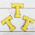 thumbnail image 1 of 3 Pack Chenille Iron On Glitter Varsity Letter "T" Patches - Yellow Chenille Fabric With Gold Glitter Trim - Sew or Iron on - 8 cm Tall, 1 of 8