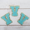 thumbnail image 1 of 3 Pack Chenille Iron On Glitter Varsity Letter "V" Patches - Blue Chenille Fabric With Gold Glitter Trim - Sew or Iron on - 5.5 cm Tall, 1 of 8