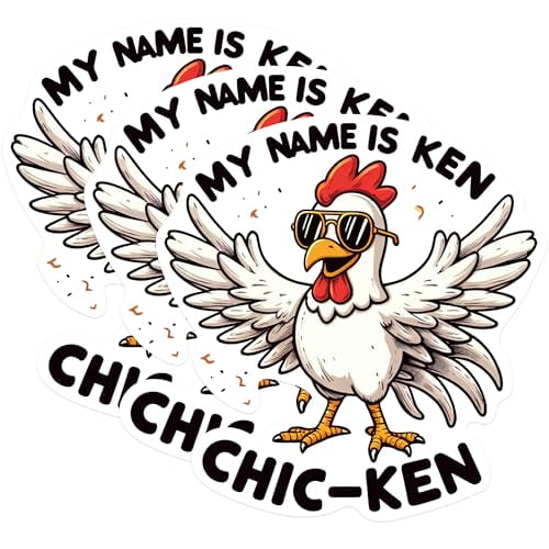 (3 Pack) Chic Ken Decals - Funny Chicken Meme - Laptop Decal - 3 Inches On Longest Side - Easy Peel & Apply - Made in USA - 3MCS0237
