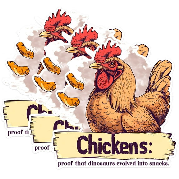 (3 Pack) Chicken Dinosaur Decals - Funny Chicken Lover - Laptop Decals - 3 Inches On Longest Side - Easy Peel & Apply - Made in USA - 3MCS1451