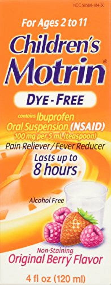 Motrin Red Children's Motrin - Dye-Free Berry Flavor, Ibuprofen Oral Suspension ...