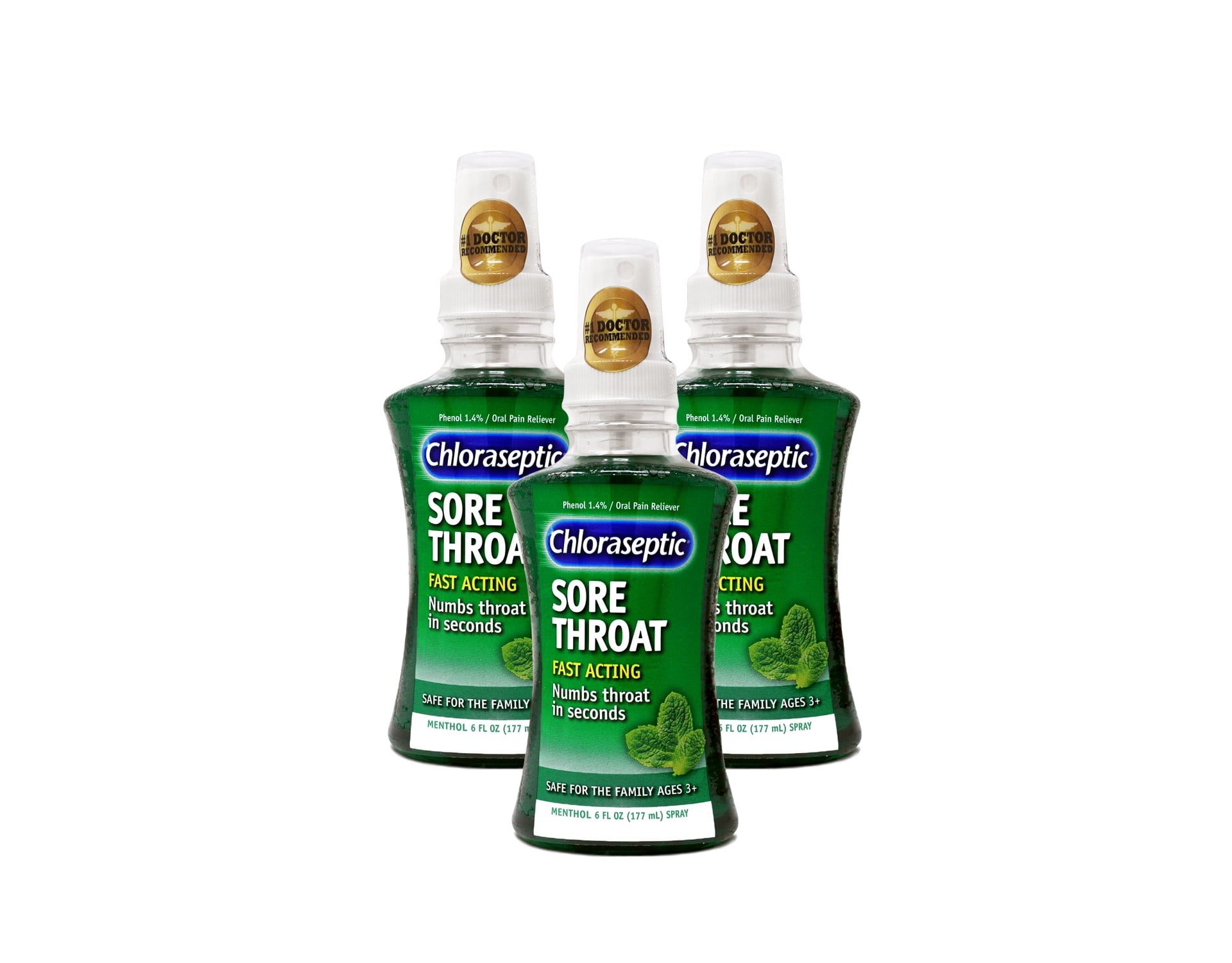 3 Pack - Chloraseptic Sore Throat Spray Menthol 6 oz Each