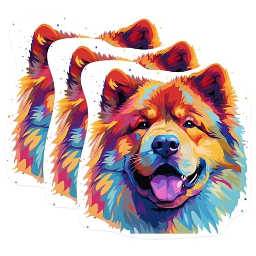 (3 Pack) Chow Chow Dog Decals - Colorful Dog Sticker - Laptop Decals ...