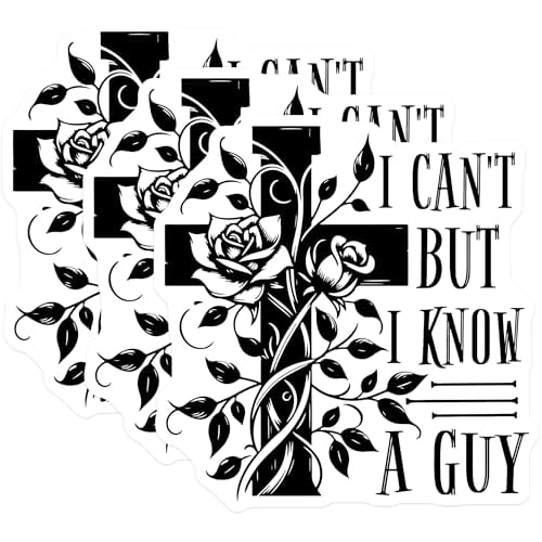 (3 Pack) Christian Cross Decals - Rose Flower - I Know A Guy Saying - 3 Inches On Longest Side - Easy Peel & Apply - Made in USA - 3MCS2194