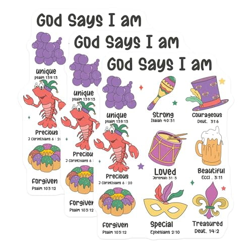 (3 Pack) Christian Decals - God Says I Am - Religious Stickers - 3 Inches On Longest Side - Easy Peel & Apply - Made in USA - 3MCS2480