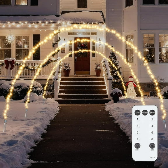 MY 3 Pack Christmas Archway Outdoor, 24FT 300LED Christmas Arch Light,8 Light Modes Lights Driveways Arch Offers Easy Assembly & Reusable, Perfect for Doorways, Yards Decor,Warm White