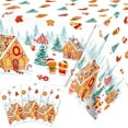 thumbnail image 1 of 3 Pack Christmas Tablecloths Gingerbread Man House Tablecloths Rectangle Plastic Table Cover for Christmas Winter Holiday Parties Decorations Supplies 51x86 inch, 1 of 7