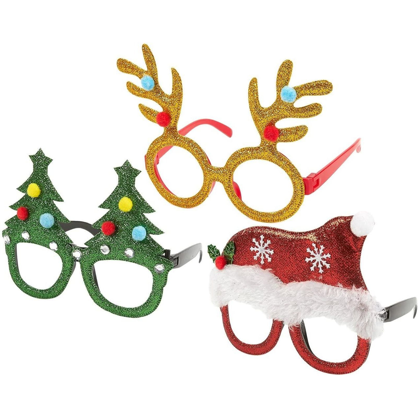 3Pack Christmas Glasses Novelty Party Eyeglasses, Xmas Holiday