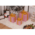 thumbnail image 1 of 3-Pack Christmas Lighted Gift Boxes with Remote, Laser Pink Shatterproof Ornaments, Stackable Decorative LED Present Boxes for Xmas Tree Home Party Décor-pink, 1 of 4