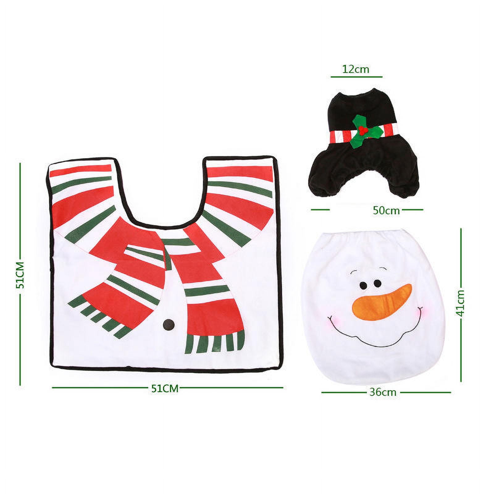 3 Pack Christmas Ornaments Toilet Seat and Cover Santa Bathroom Mat Christmas Decor Bathroom