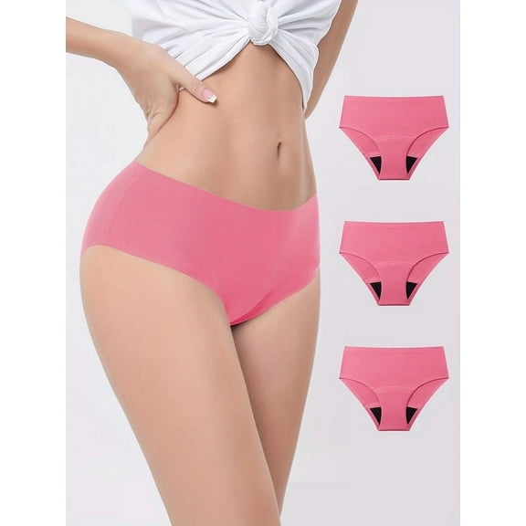 3-Pack Christmas Red Underwear Women's Seamless Physiological Leak Proof Underwear Comfortable Elastic Close Fitting Underwear Menstrual High Flow Anti Side Leakage Underwear