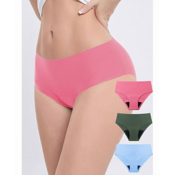 3-Pack Christmas Red Underwear Women's Seamless Physiological Leak Proof Underwear Comfortable Elastic Close Fitting Underwear Menstrual High Flow Anti Side Leakage Underwear