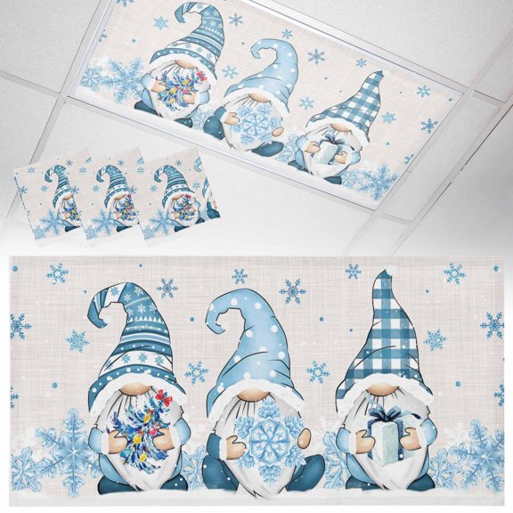 3 Pack Christmas Snowflake Fluorescent Light Covers for Ceiling Lights Dwarf Elf Gift Magnetic Ceiling Light Covers Overhead Light Filters for Office Classroom Home
