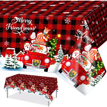 3-Pack Christmas Tablecloths - 54x108 Inch Disposable Buffalo Plaid Party Table Covers