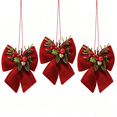 thumbnail image 1 of 3 Pack Christmas Velvet Bows, Xmas Decorative Bow With Pine Needles, Pinecones and Berries, Hanging‑Rope Design Sturdy Structure, 2‑Size Choice for Christmas Tree & Fireplace Ornaments, 1 of 6