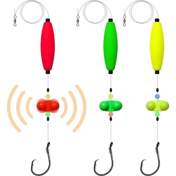 3 Pack Circle Hook Catfish Float Rig, Fishing Hook Set for Freshwater Catfish Outdoor Angling Use from Bank or Boat