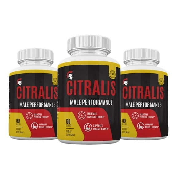 (3 Pack) Citralis Pills Advanced Formula, Citralis Male Supplement for Strength & Performance - 180 Count