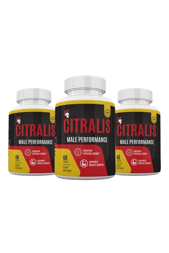 (3 Pack) Citralis Pills Advanced Formula, Citralis Male Supplement for Strength & Performance - 180 Count