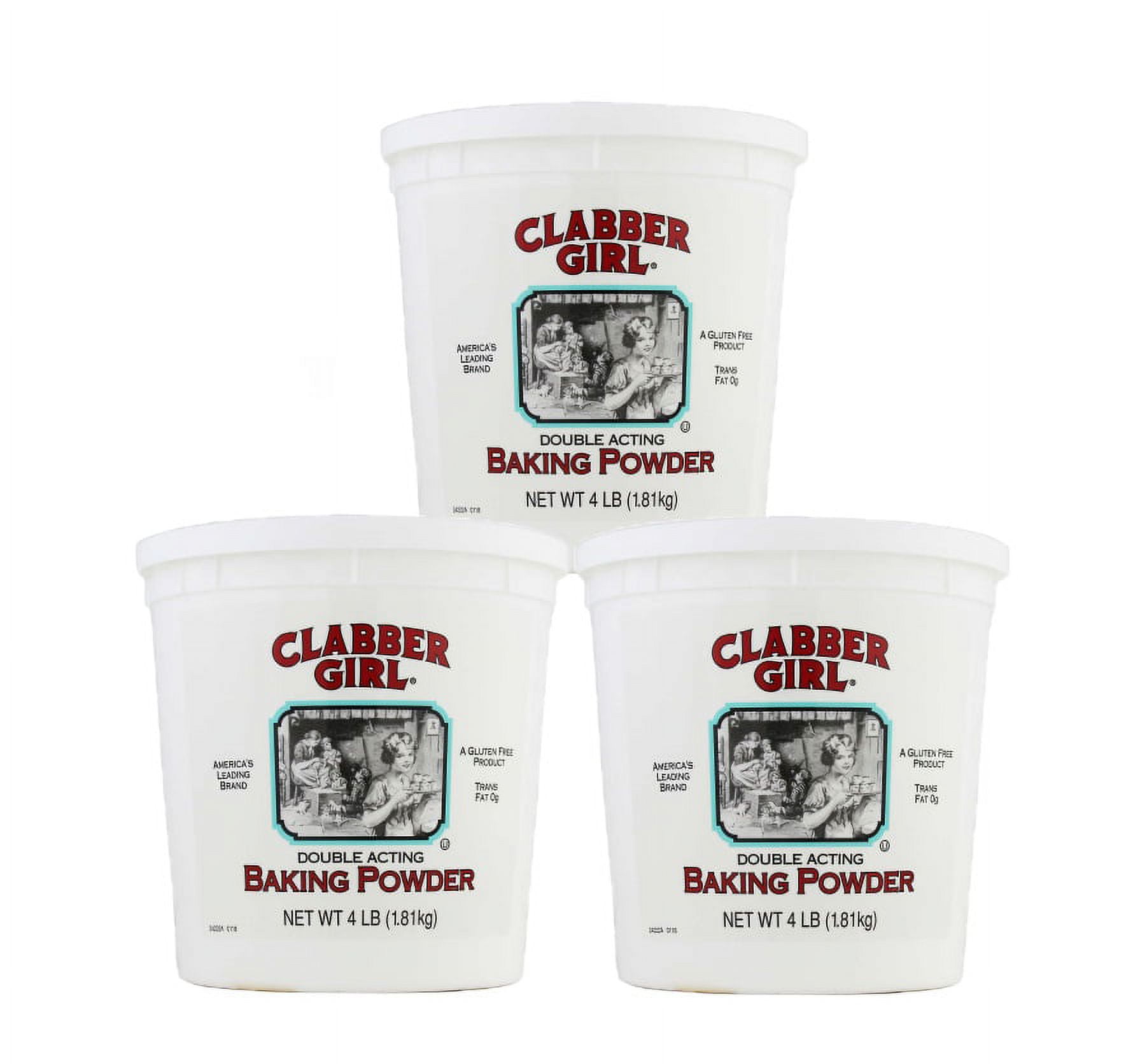 3 Pack Clabber Girl Baking Powder, 4 lb