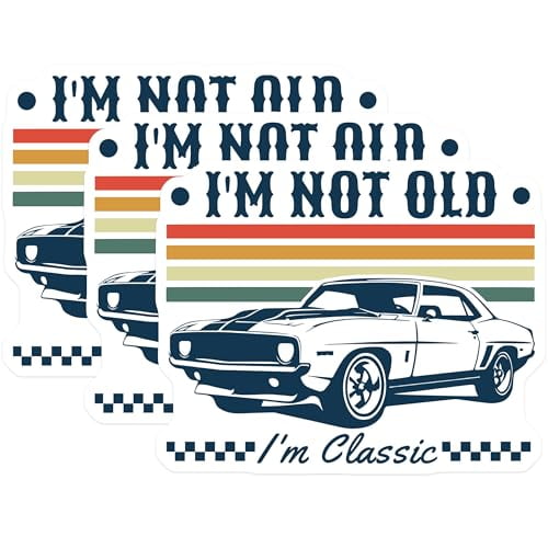 (3 Pack) Classic Car Decals - I'm Not Old - Vintage Vehicle Decals - 3 Inches On Longest Side - Easy Peel & Apply - Made in USA - 3MCS2200