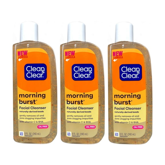 3 Pack - Clean & Clear Morning Burst Oil-Free Gentle Daily Acne Face Wash and Facial Cleanser, 8 fl oz