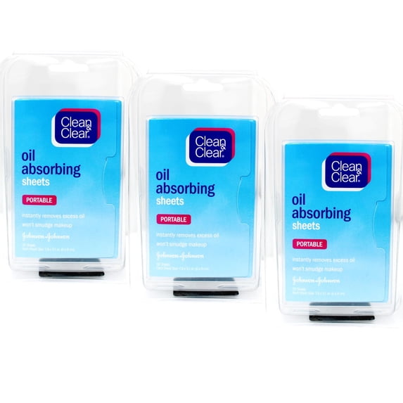 3 Pack - Clean & Clear Oil-Absorbing Sheets, 50 Count Each