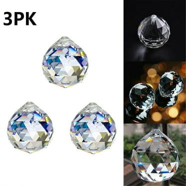 3 Pack Clear 40mm 1.57" Crystal Glass Ball Prism Rainbow Maker Suncatcher Hanging Pendant for Window, Decoration, Gift, Feng Shui