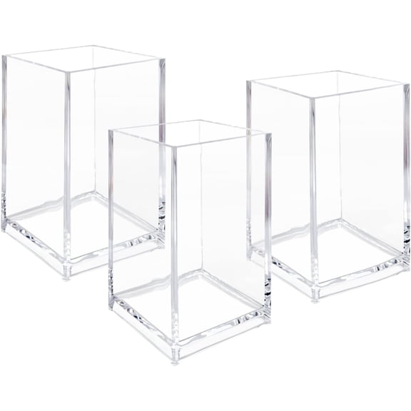 Clear Acrylic Makeup Brush Holder Cup Cosmetic Pencil Pen Desk Brushes Storage Organizer 3 Pack