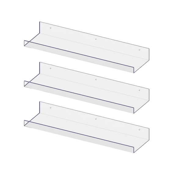 3-Pack Clear Acrylic Floating Wall Shelves