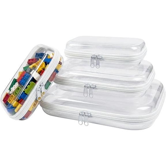 Livease Clear Toiletry Bag for Travel, 3Pc Hard Shell Zipper Case, Zipper Pouches for Home Storage