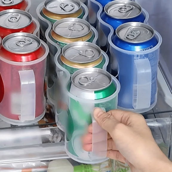 3 Pack Clear Plastic Beverage Can Storage Organizer, Stackable Fridge Can Holder for Soda Beer Cans, Space-Saving Canned Drink Storage Bin for Refrigerator Pantry Kitchen Counter
