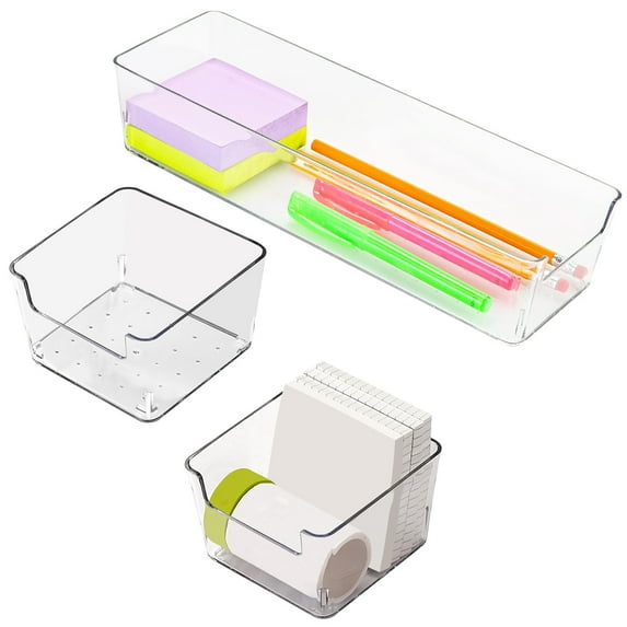 3 Pack Clear Plastic Storage Bins, Large Pantry Organizer Basket with Handle, Storage Containers for Fridge, Closet, Bathroom, Under Sink and Kitchen Organization