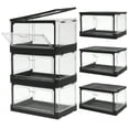 thumbnail image 1 of Clear Stackable Storage Bins with Magnetic Doors & Lids, Foldable Plastic Organizer Boxes, Open Front Design for Easy Access, 1 of 6