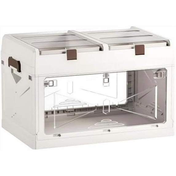 3-Pack Clear Stackable Storage Bins with Lids Magnetic Doors Open Front ...