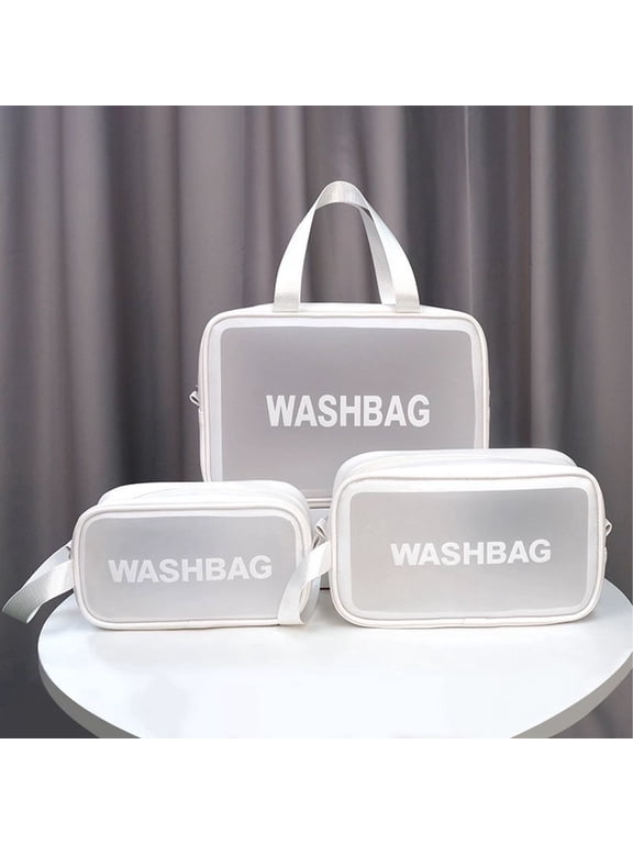 3‑Pack Clear Travel Toiletry Bags, Waterproof PVC Cosmetic Wash Bags with Handles, 3 Sizes for Travel & Bathroom Storage