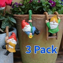 3 Pack Climbing Gnomes Tree Faces Decor Outdoor for Yard, Gnomes Statue, Outdoor Fairy Garden Resin Crafts, Flower Pot Landscape Dwarf, Micro Landscape Pendant Ornaments Yellow Blue Green