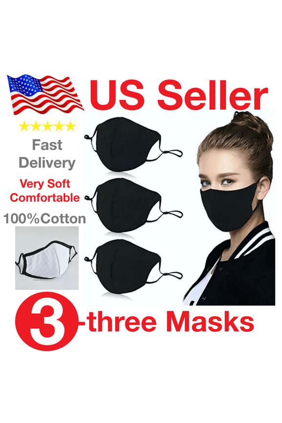 3 Pack Cloth Face Mask 100% Cotton Face Mask Washable ,Reusable ,Adjustable for Outdoor Sports , Cycling, Camping travel