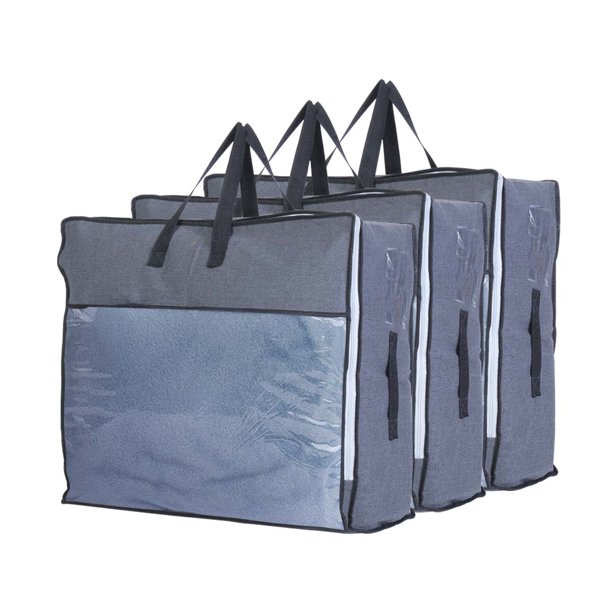 3Pack Clothes Storage Organizer Bag, Foldable Storage Box Underbed