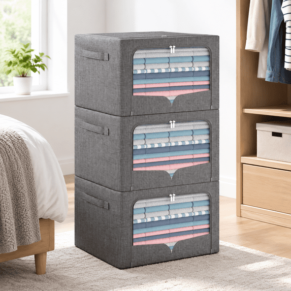3 Pack Clothes Storbwith Metal Frame - Walmart.com