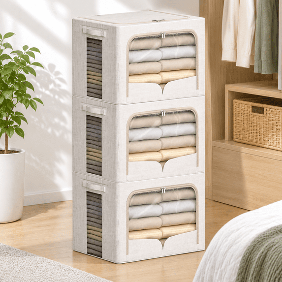 3 Pack Clothes Storbwith Metal Frame - Walmart.com