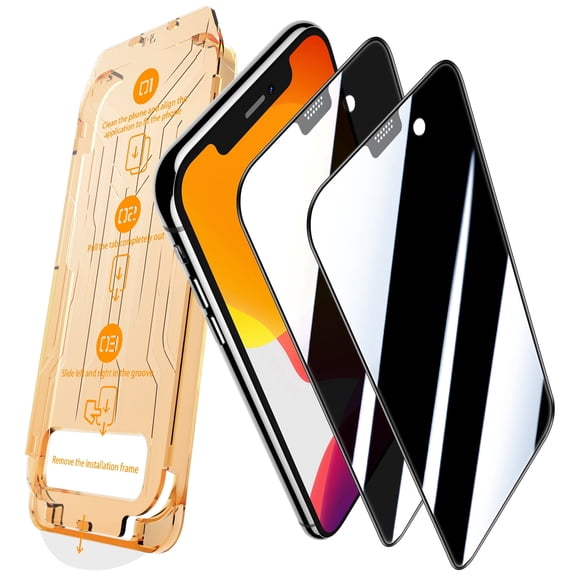 [2 Pack] Cnarery for iPhone 11/ XR Privacy Screen Protector Tempered Glass [Auto Alignment Kit] [9H Hardness], Bubble Free Clear, Case Friendly, Anti-Scratch