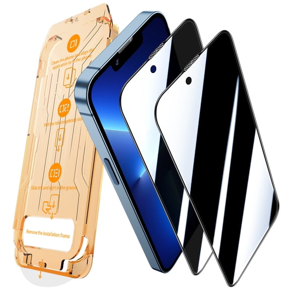 [2 Pack] Cnarery for iPhone 13 Pro Max/ 14 Plus Privacy Screen Protector Tempered Glass [Auto Alignment Kit] [9H Hardness], Bubble Free Clear, Case Friendly, Anti-Scratch