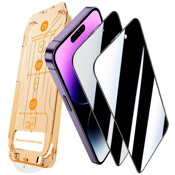 [2 Pack] Cnarery for iPhone 14 Pro Max Privacy Screen Protector Tempered Glass [Auto Alignment Kit] [9H Hardness], Bubble Free Clear, Case Friendly, Anti-Scratch