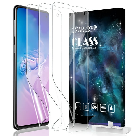 [3 Pack] Cnarery Screen Protector for Galaxy S10, [Fingerprints Sensor Compatible][Case Friendly][Flexible TPU Film][Not Glass] Screen Protector for Samsung Galaxy S10